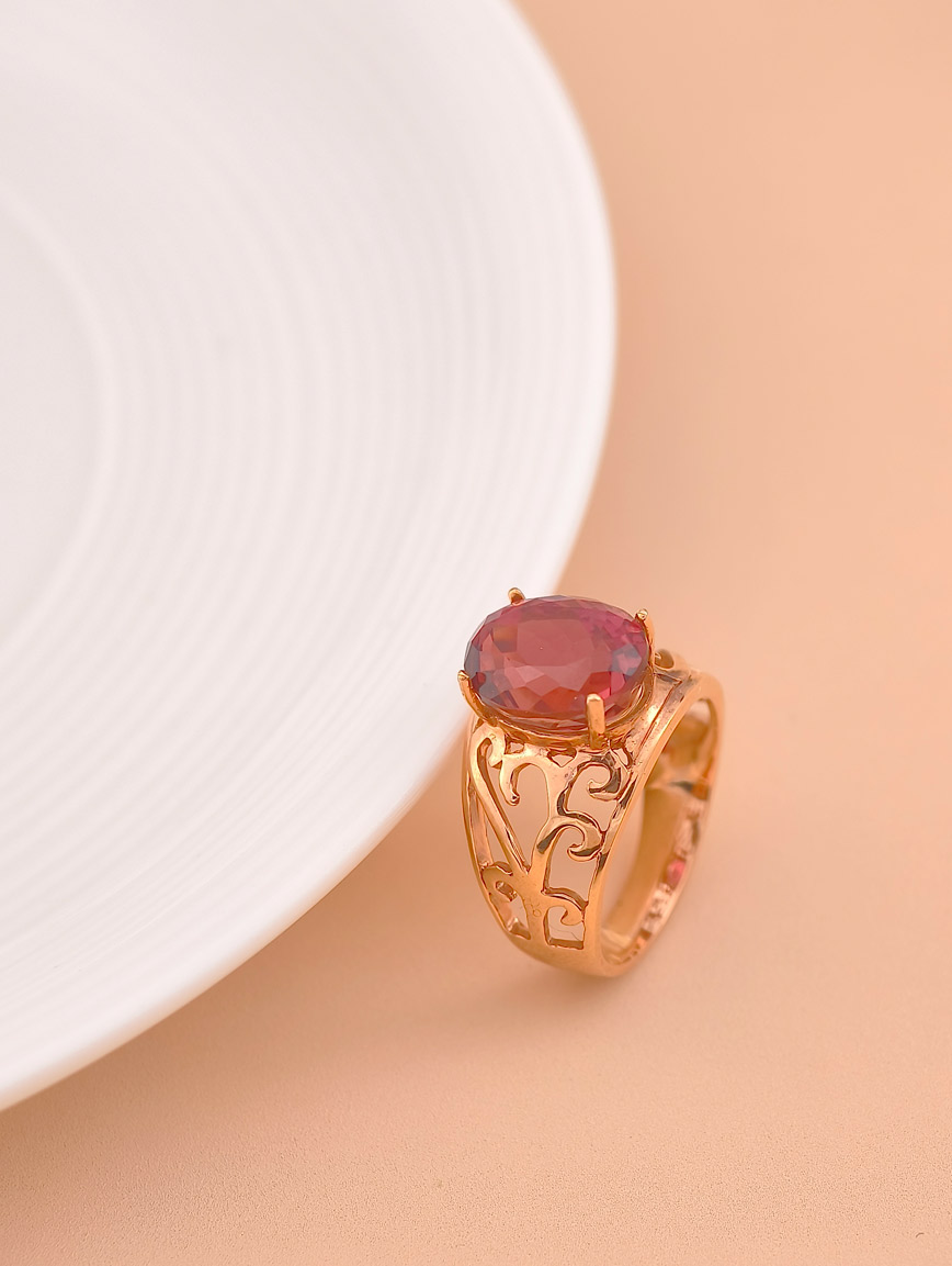 18k Gold Inlaid Oval Tourmaline Ring