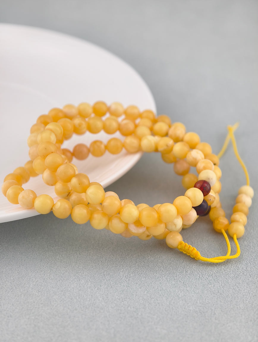 Natural Beeswax and Blood Amber Multi-Circle Bracelet