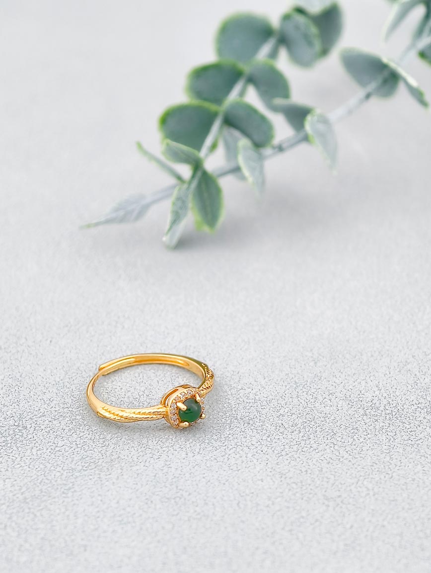S925 Silver Natural Jadeite Fashion Ring