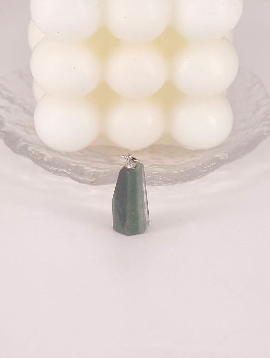 Natural Green Phantom Crystal Sterling Silver Pendant