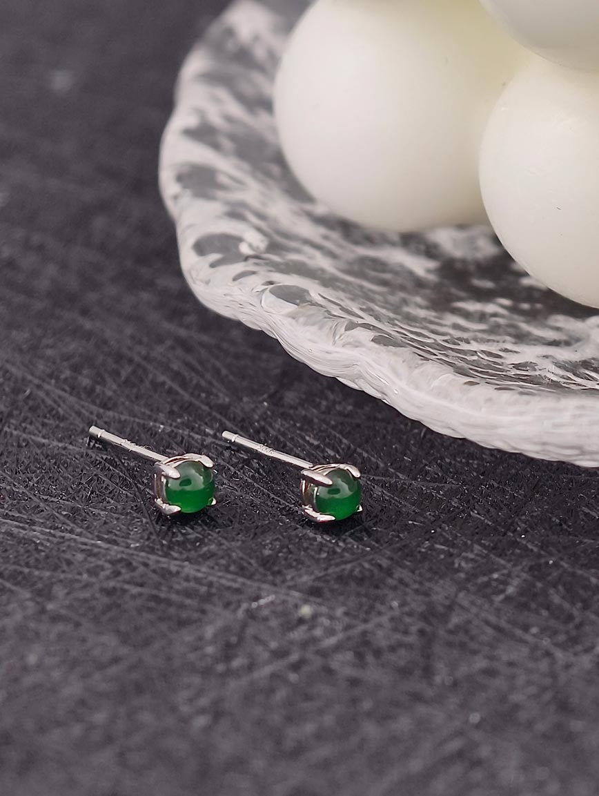 Natural Jadeite Simple Style Earrings