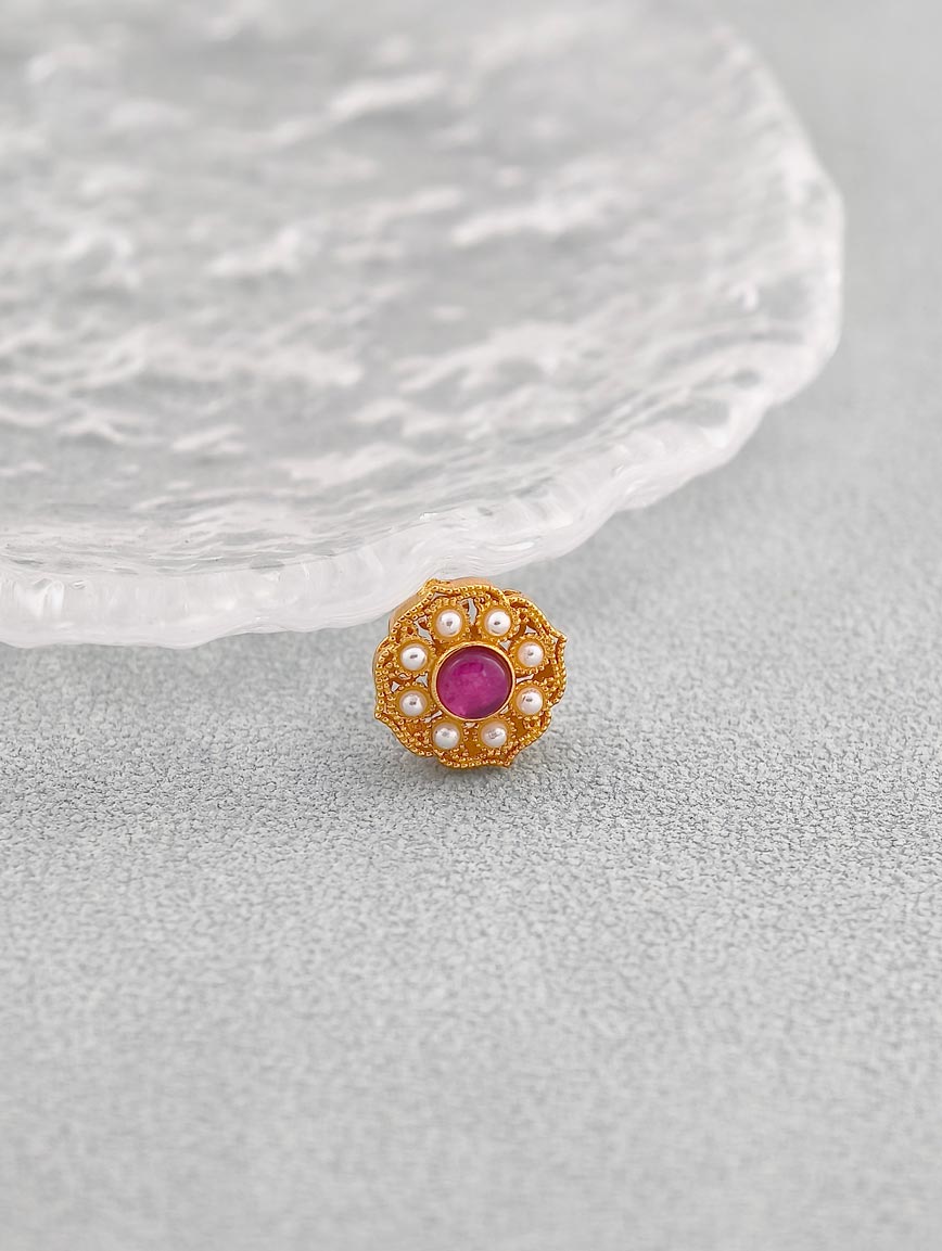 Natural Tourmaline Ruyi Flower Sterling Silver DIY Accessory