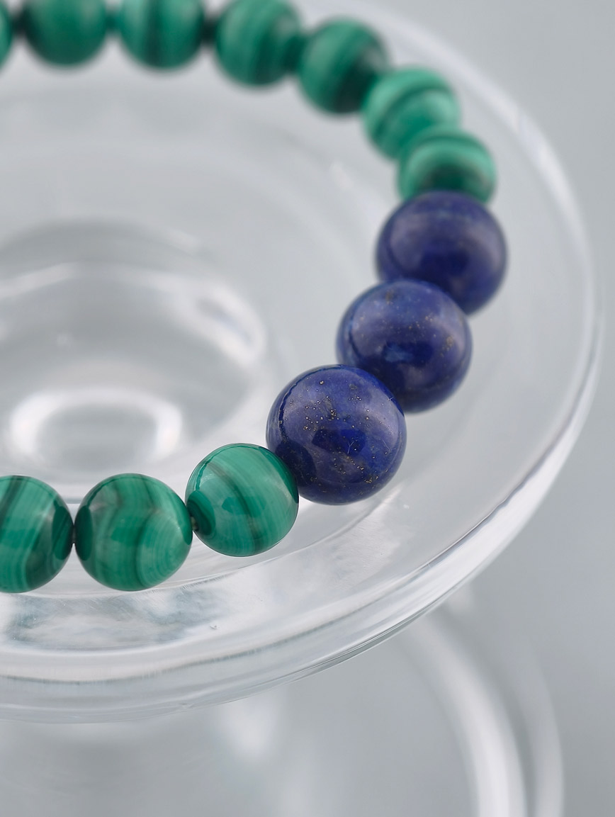 Natural Lapis Lazuli and Malachite Bracelet