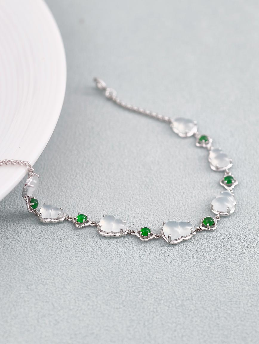 18K Gold Natural Jadeite Bracelet