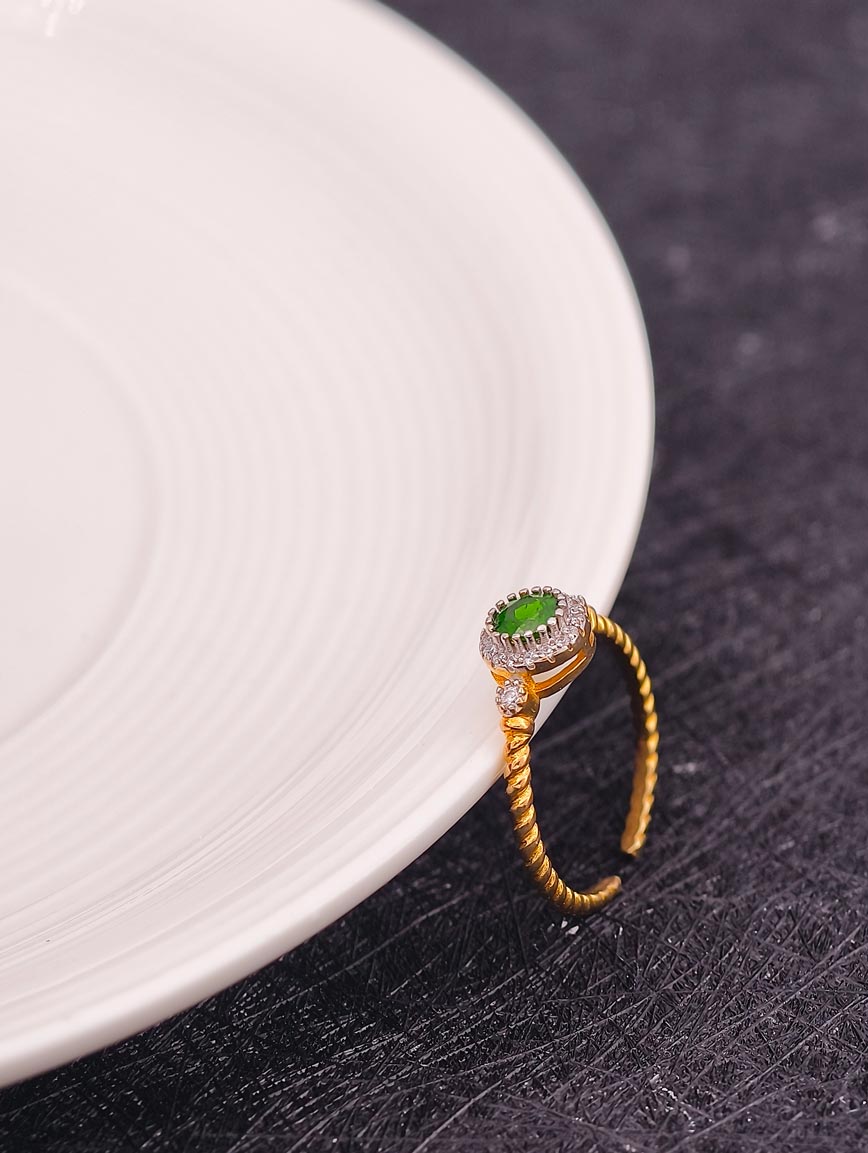 Natural Diopside Open Adjustable Ring