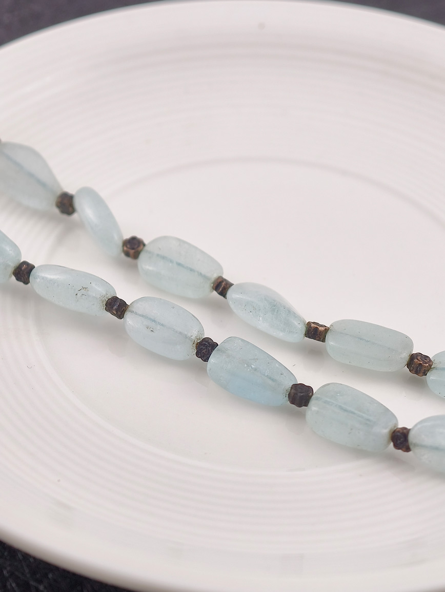 Natural Aquamarine Necklace with S925 Silver Flower