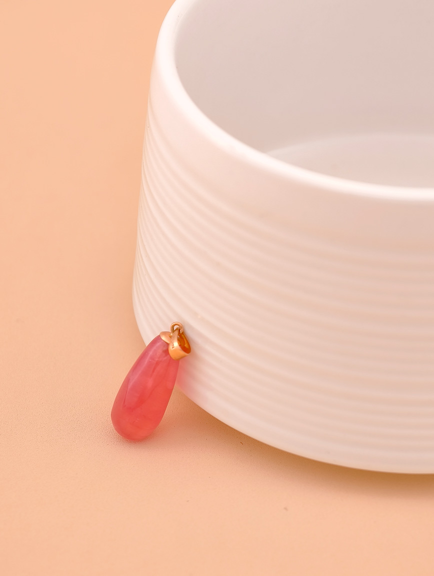 18K Gold Natural Rhodochrosite Pendant
