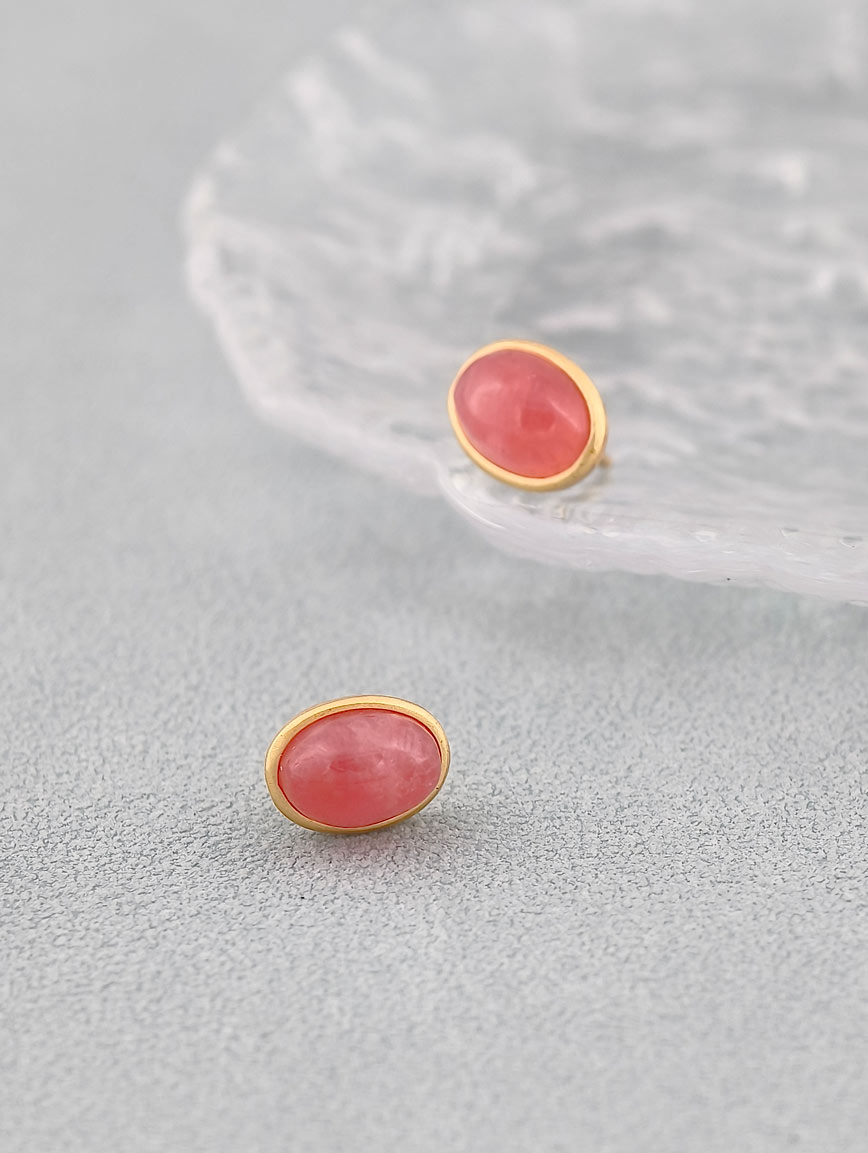 Natural Rhodochrosite Sterling Silver Earrings
