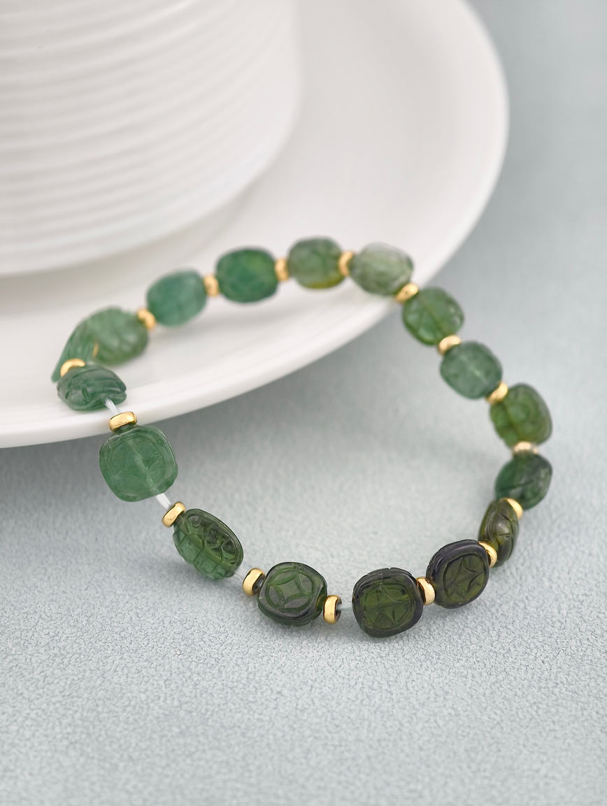 Natural Green Tourmaline Simple Style Bracelet