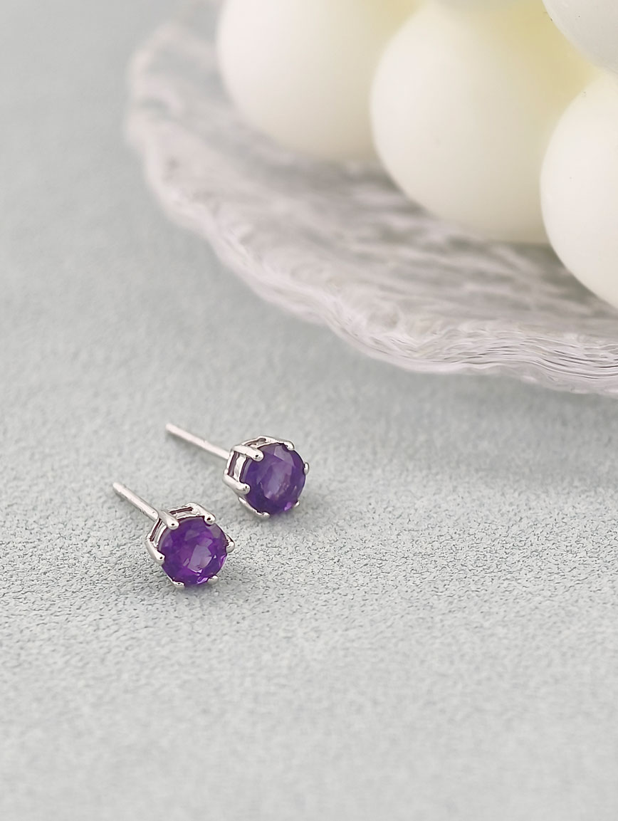 Natural Amethyst Sterling Silver Earrings