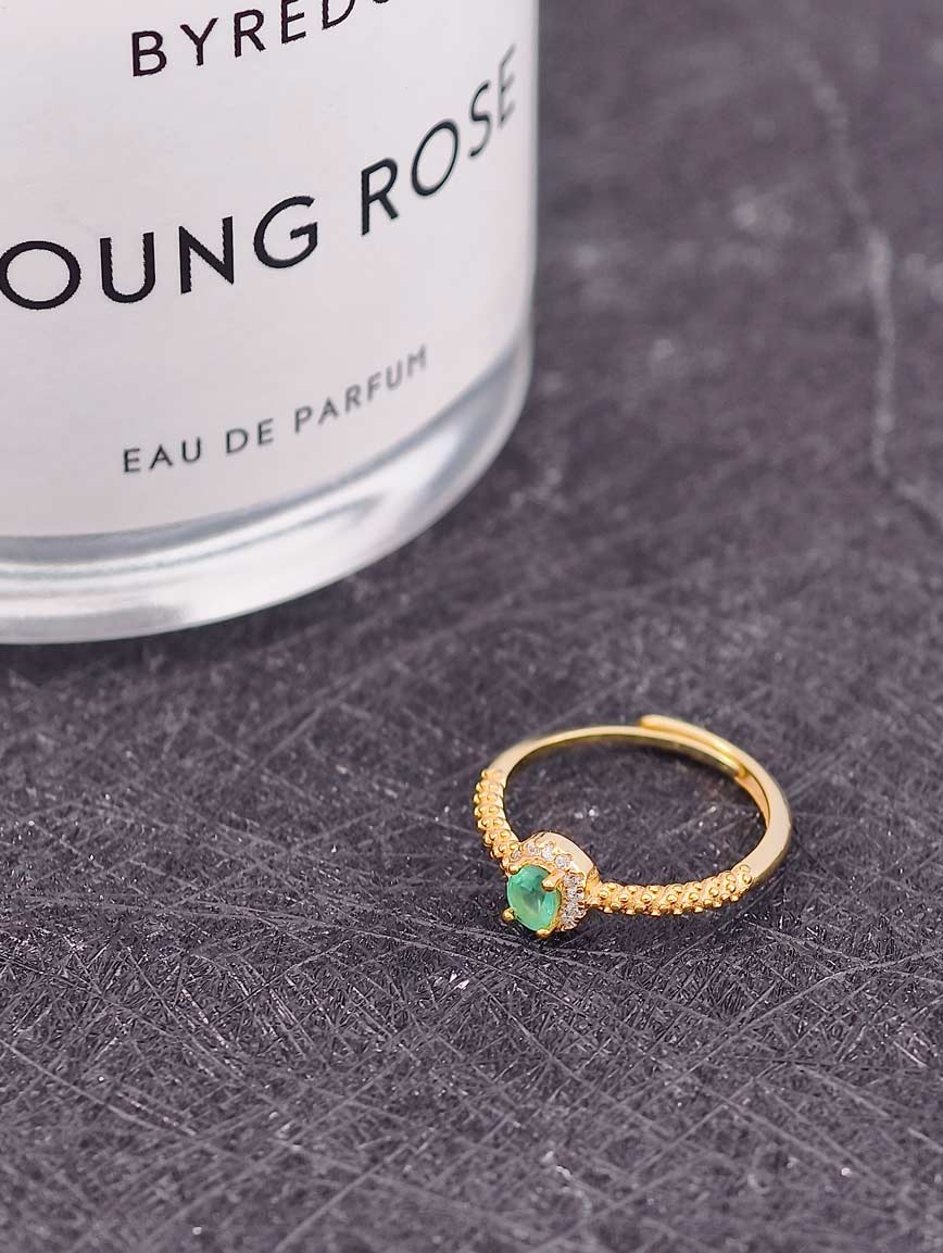 Emerald Sterling Silver Gold Plated Ring