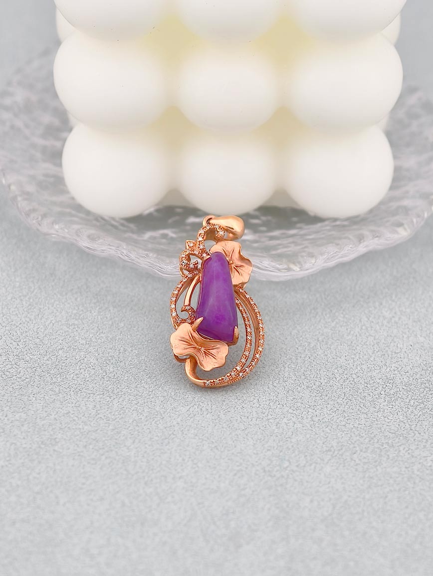 18K Gold Sugilite Exquisite Style Pendant