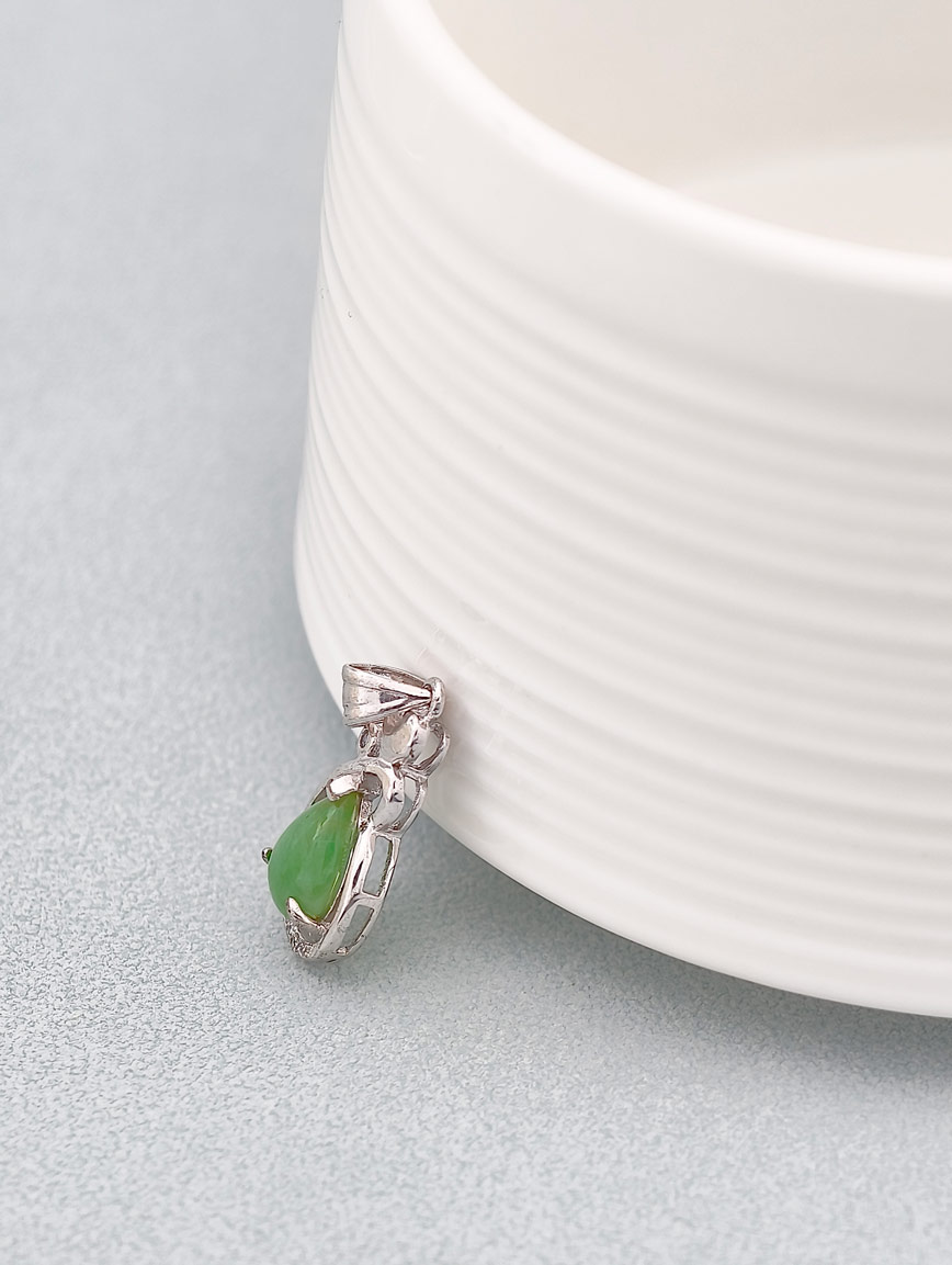 Natural Jadeite Sterling Silver Pendant