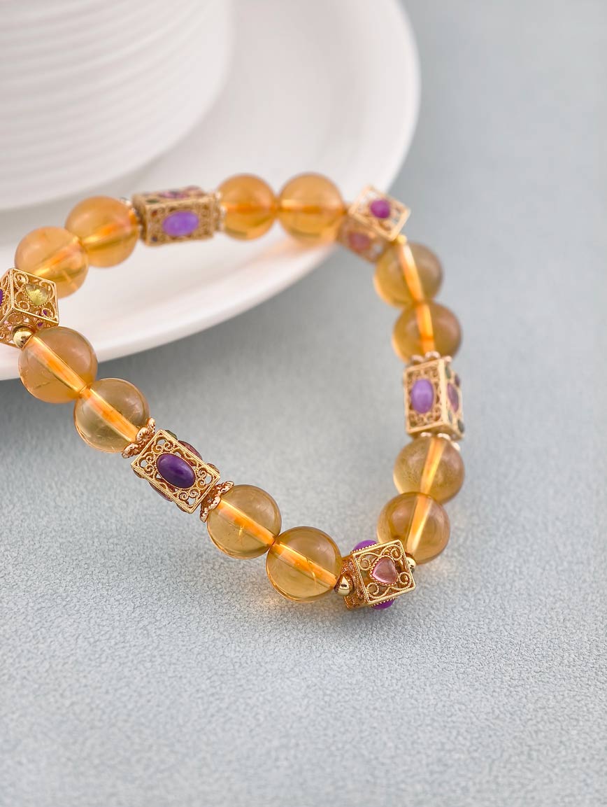 Citrine and Tourmaline Sugilite Bracelet