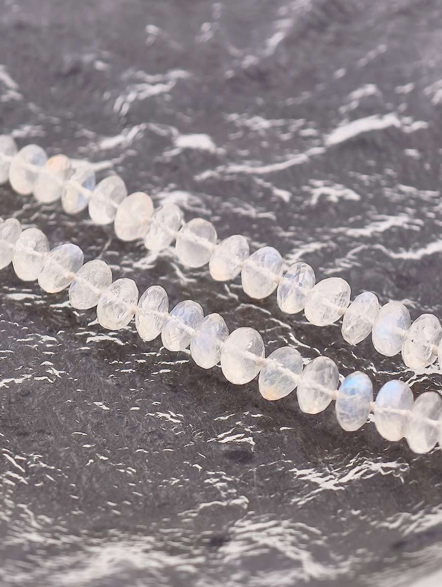 Natural Abacus Bead Moonstone Necklace