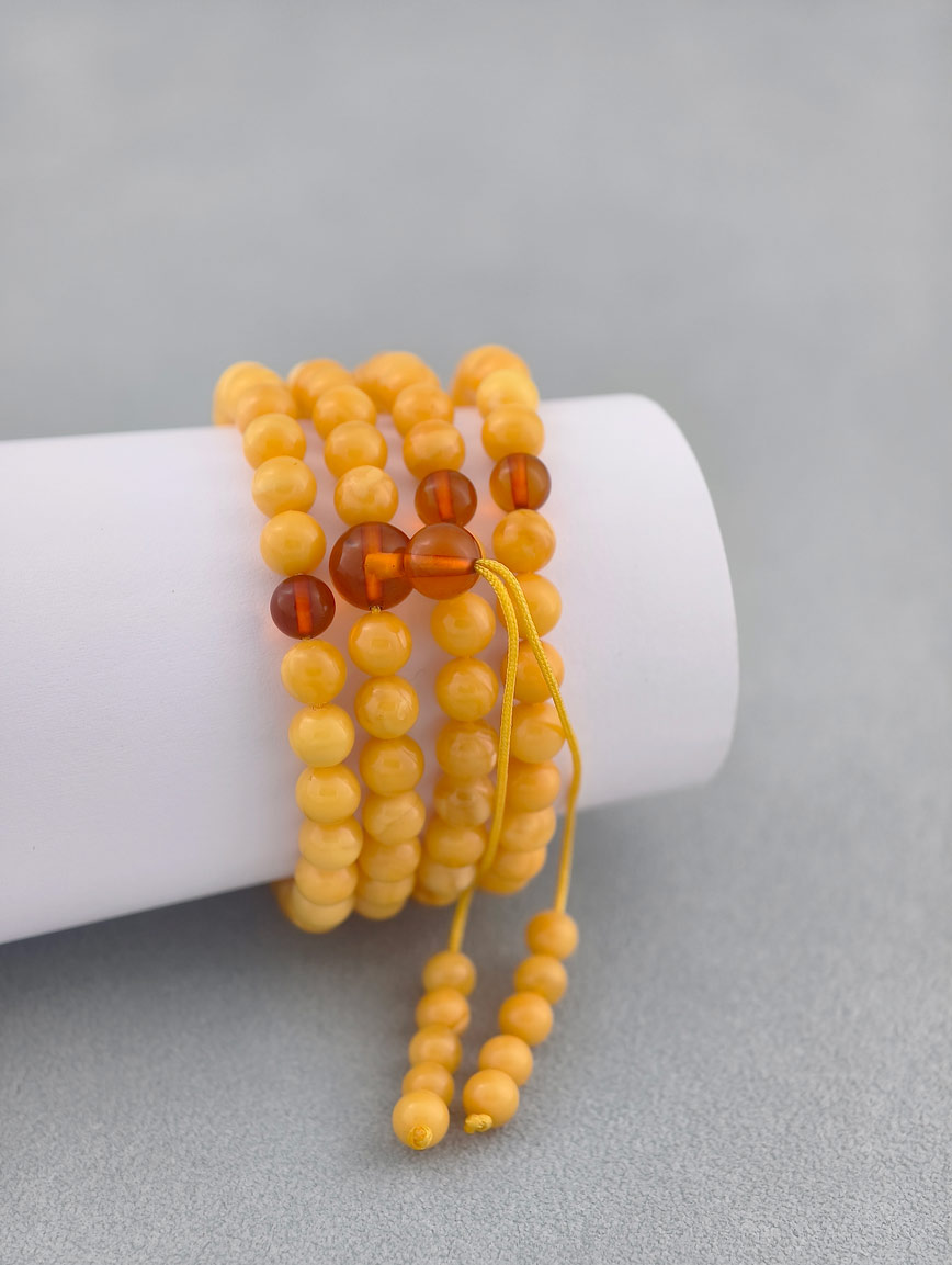 Natural Beeswax and Amber Multi-Circle Bracelet