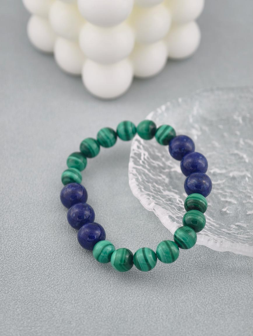 Natural Lapis Lazuli and Malachite Bracelet