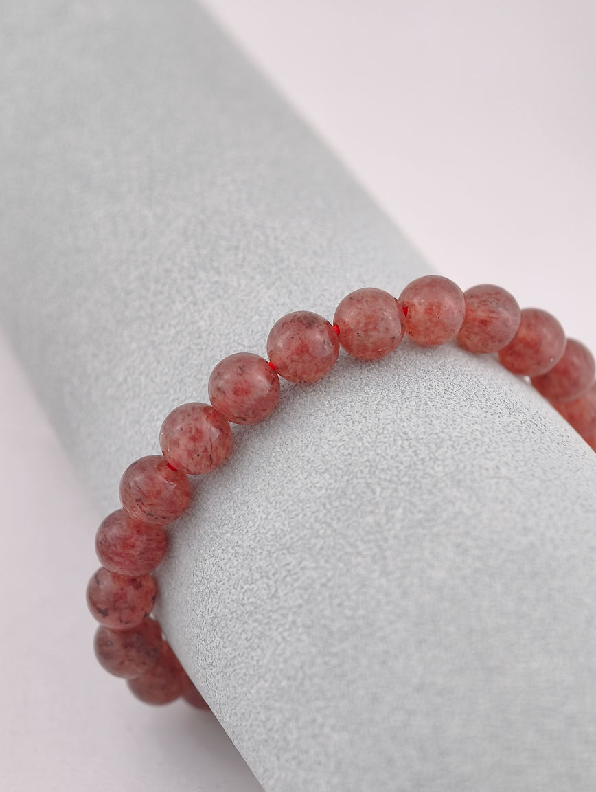 Natural Strawberry Quartz Simple Style Bracelet