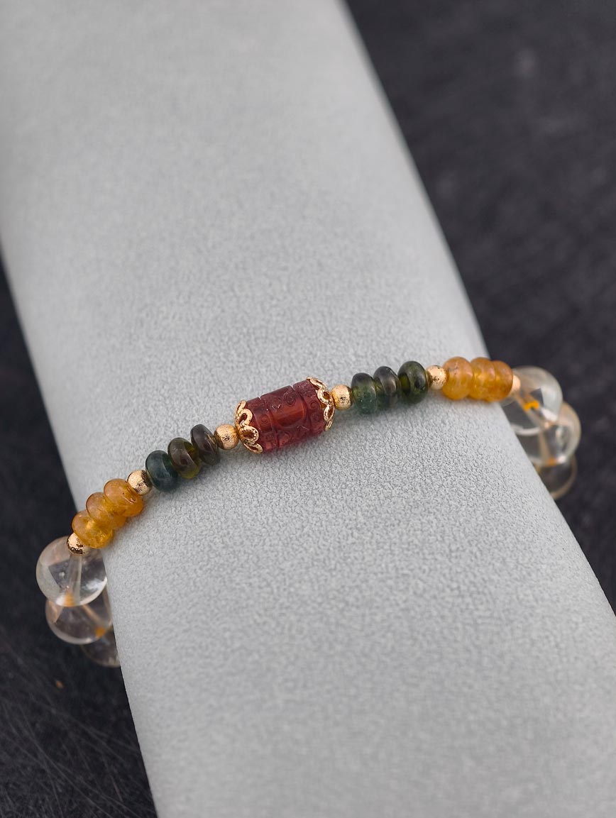 Natural Citrine and Tourmaline Bracelet