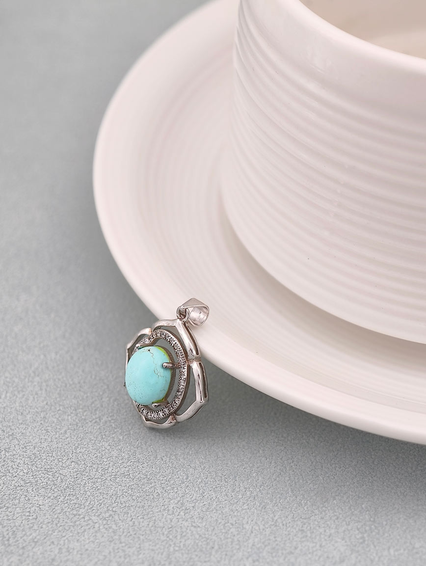 Natural Turquoise Sterling Silver Pendant