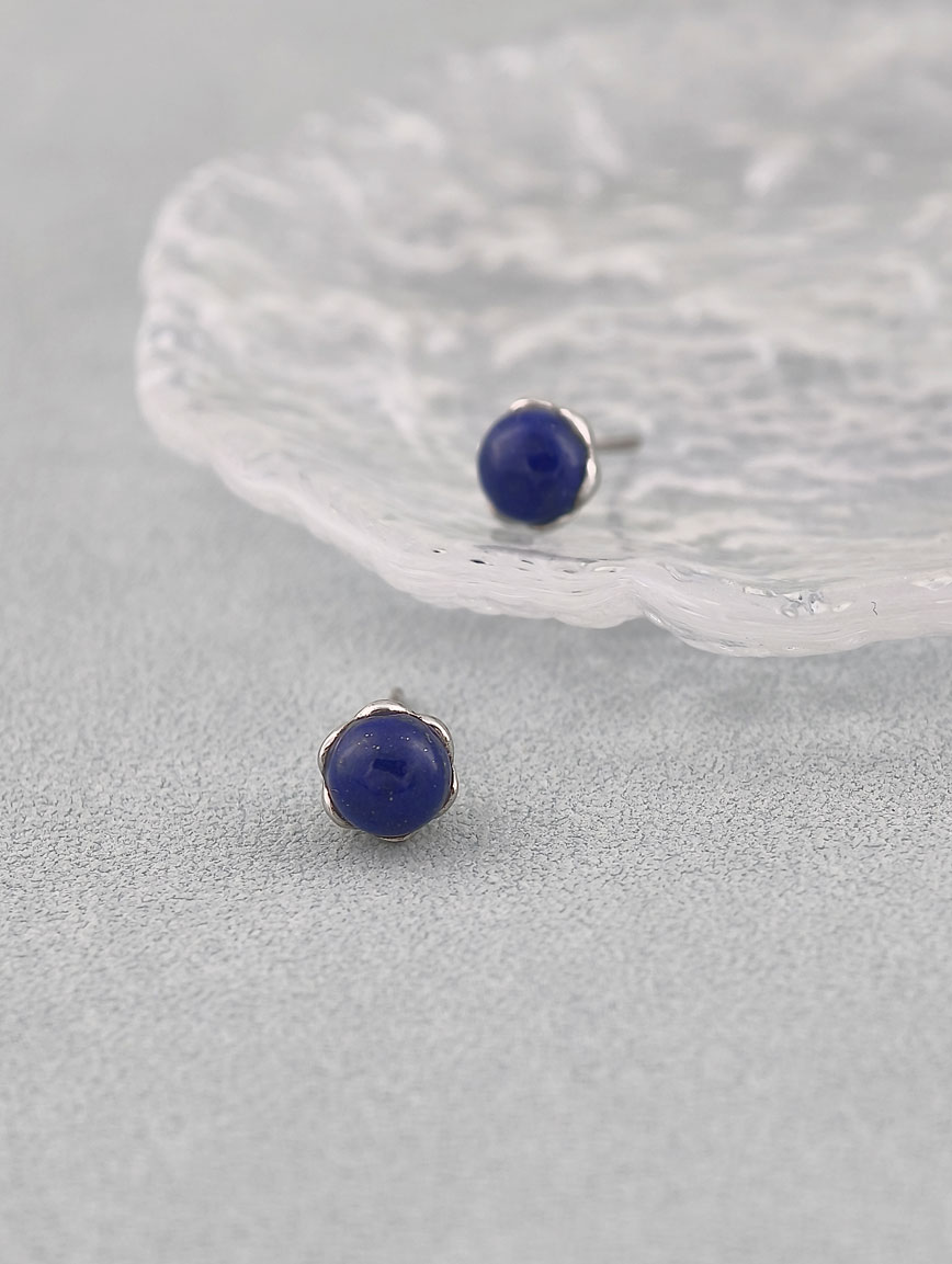 Natural Lapis Lazuli Simple Style Sterling Silver Earrings