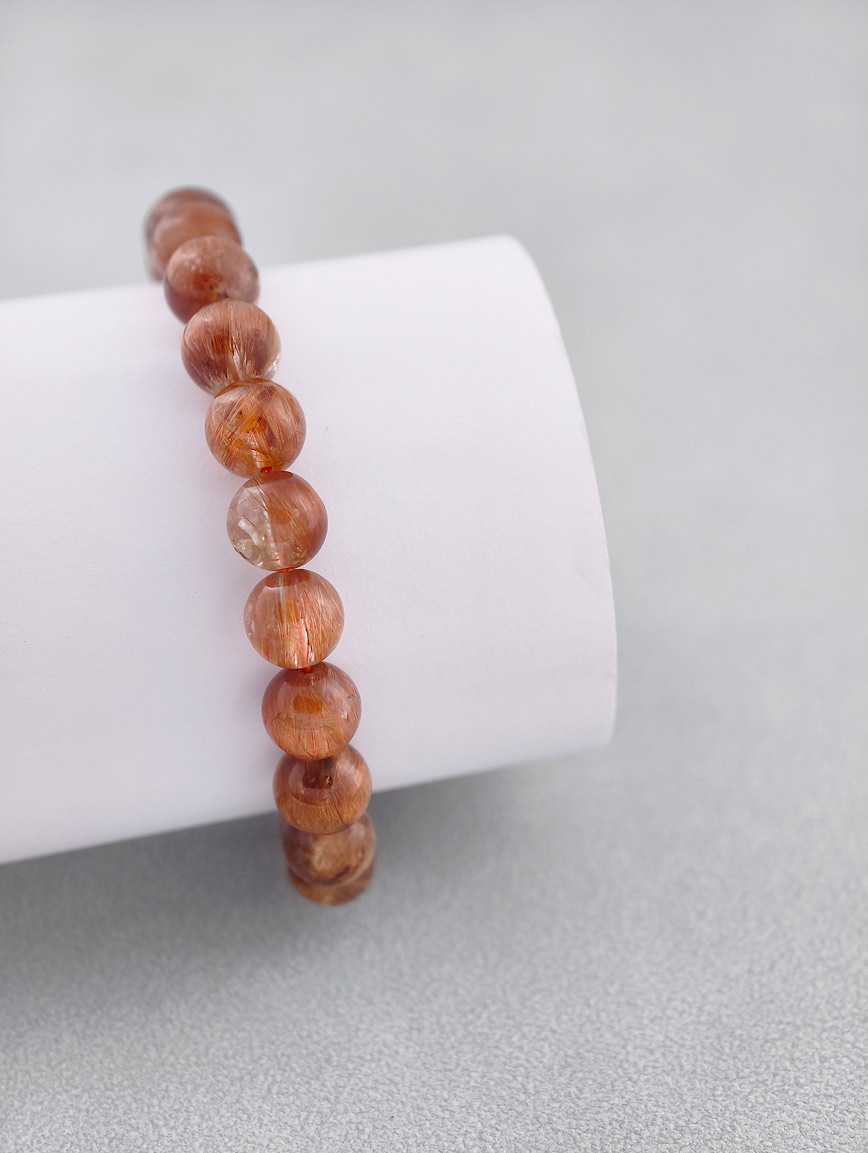 Natural Brazilian Copper Rutilated Quartz Bracelet