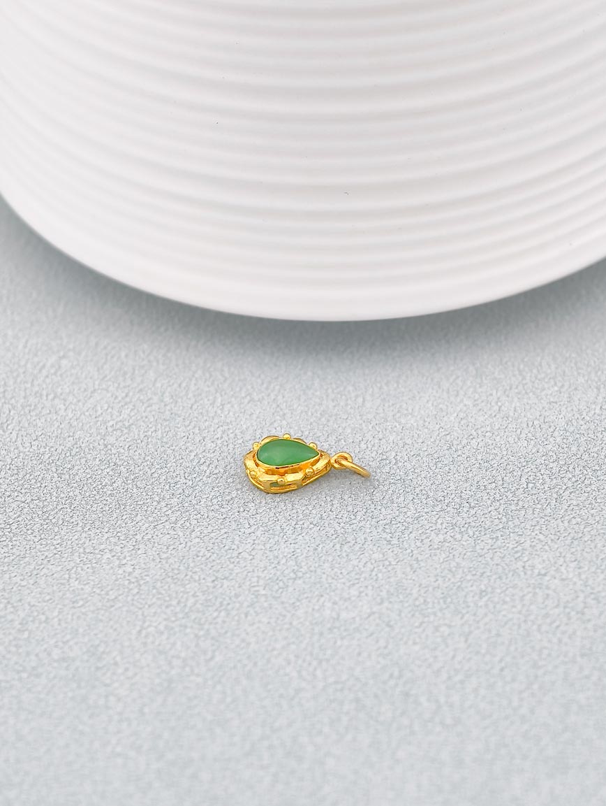 18K Gold Natural Water Drop Shaped Jadeite Pendant