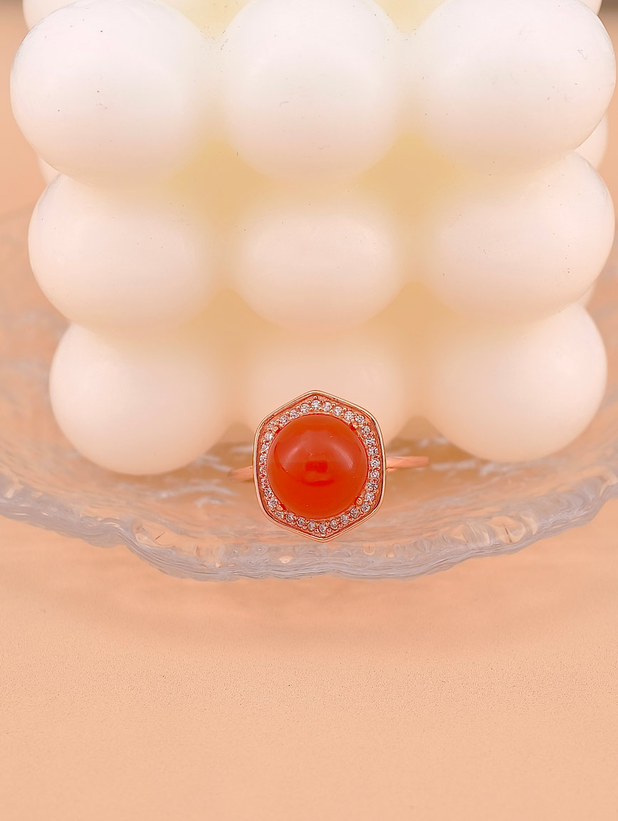 Natural South Red Agate Ring