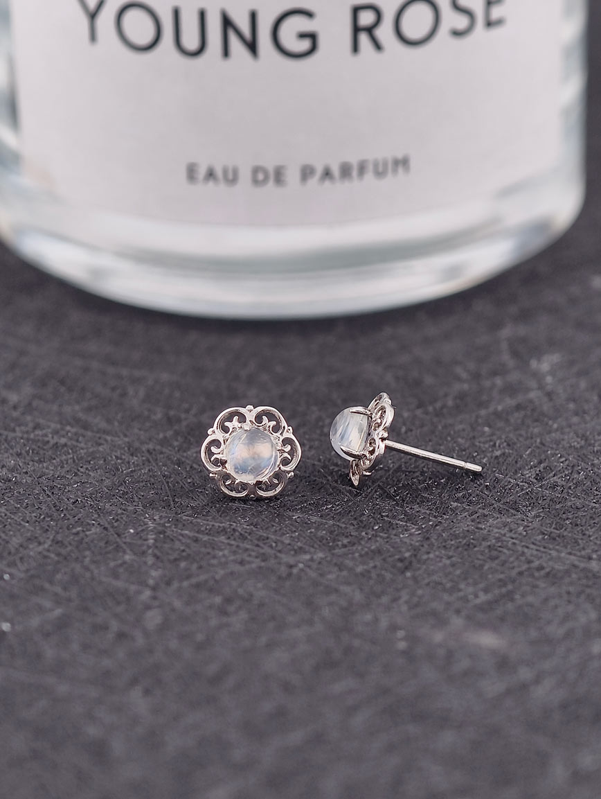 Natural Blue Moonstone Sterling Silver Earrings