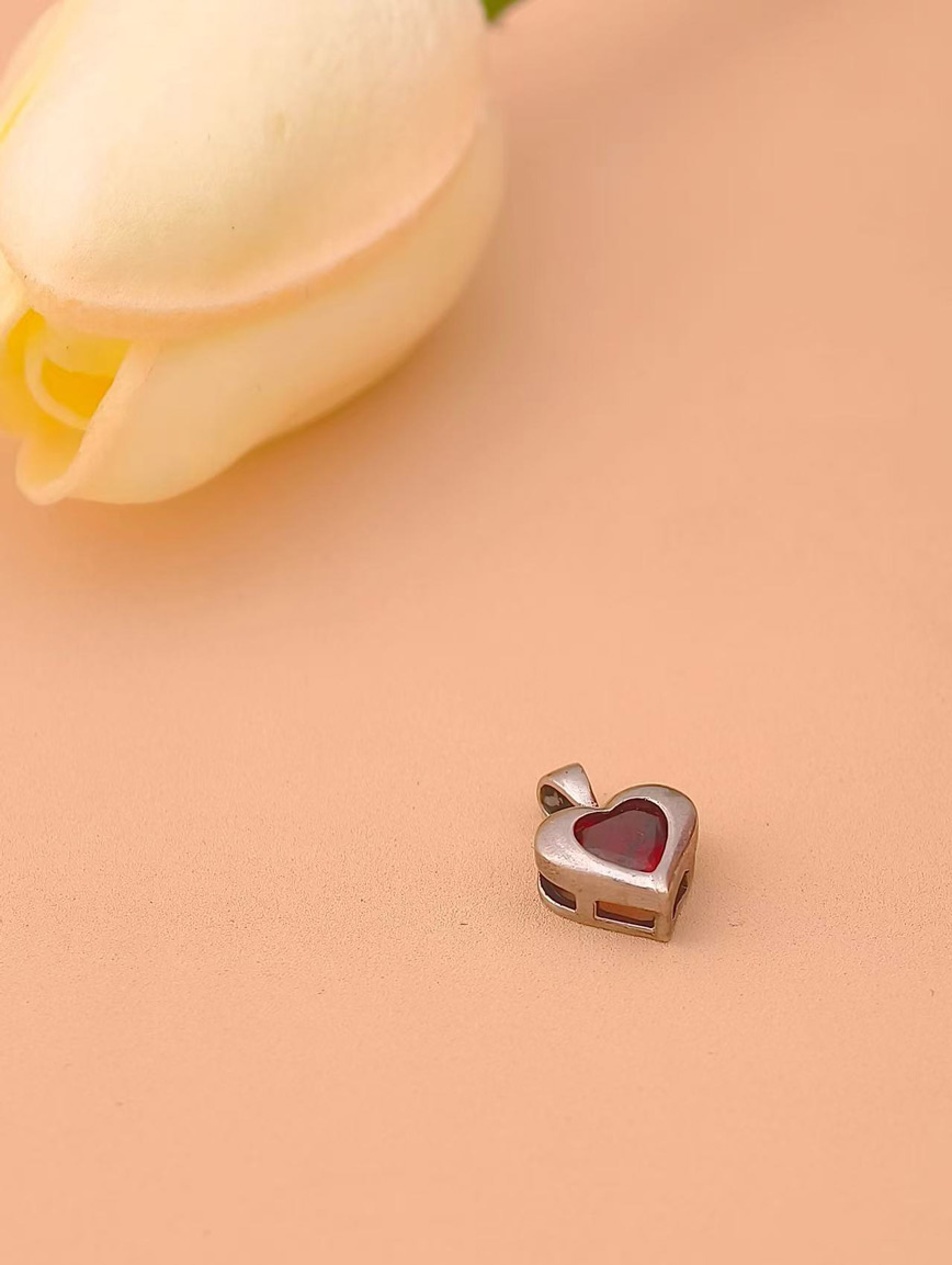 Heart Garnet Sterling Silver Pendant