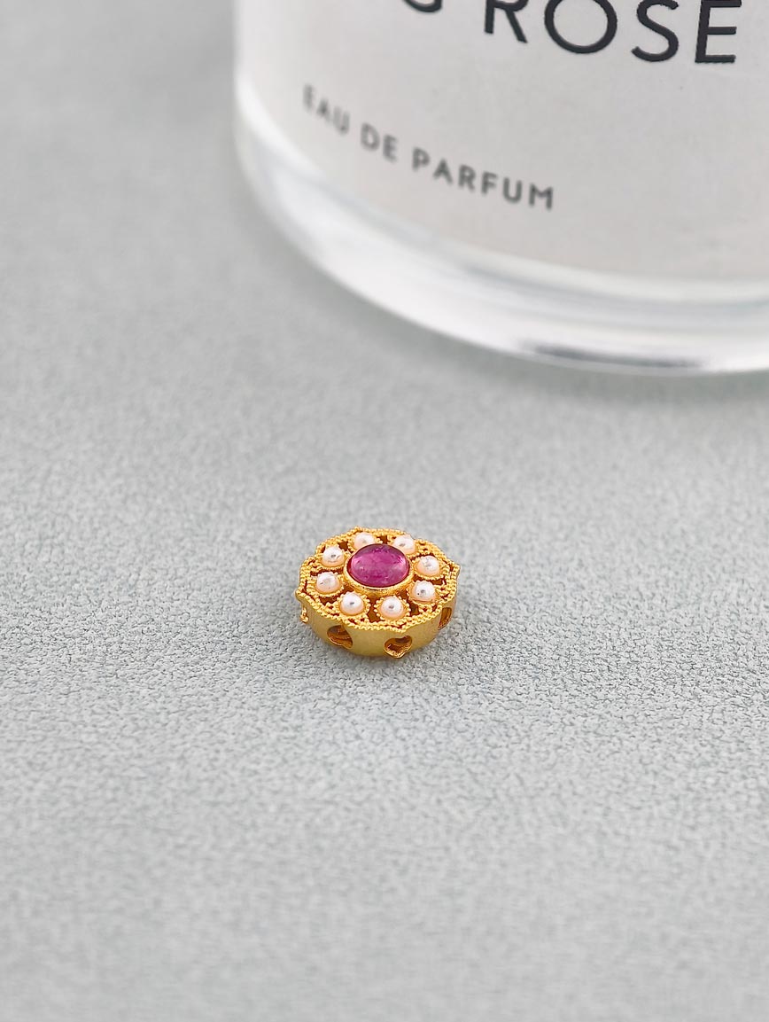 Natural Tourmaline Ruyi Flower Sterling Silver DIY Accessory