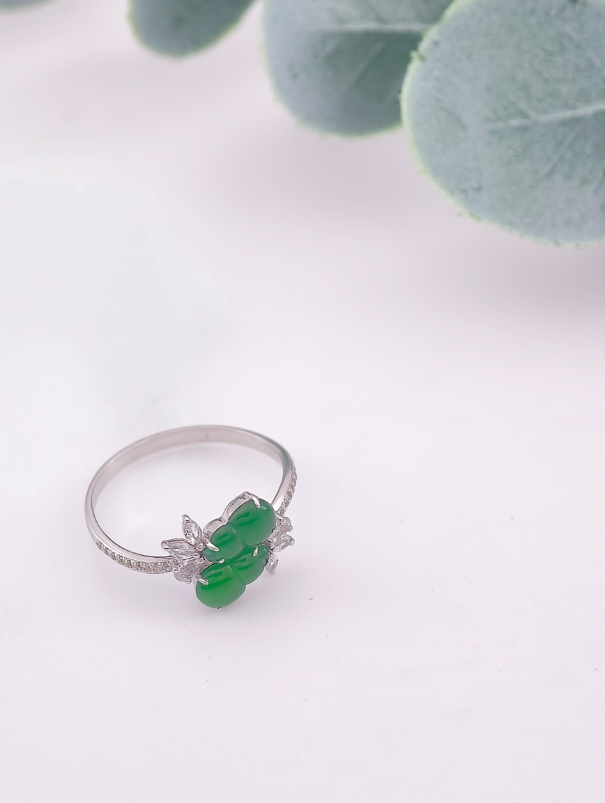 Natural Double Gourd Jadeite Ring