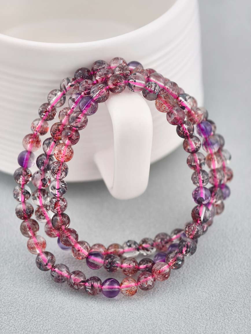 Natural Super Seven Three-Wrap Bracelet