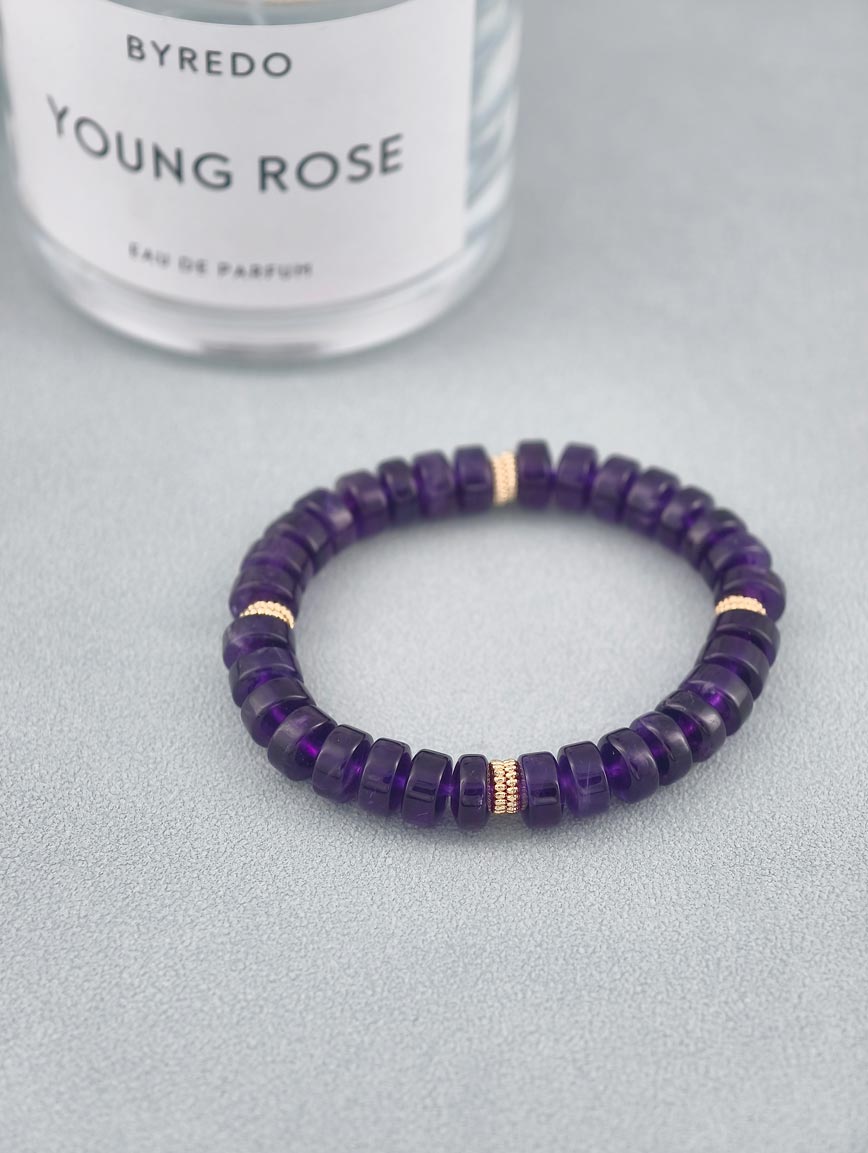 Amethyst Wheel Bead Simple Style Bracelet