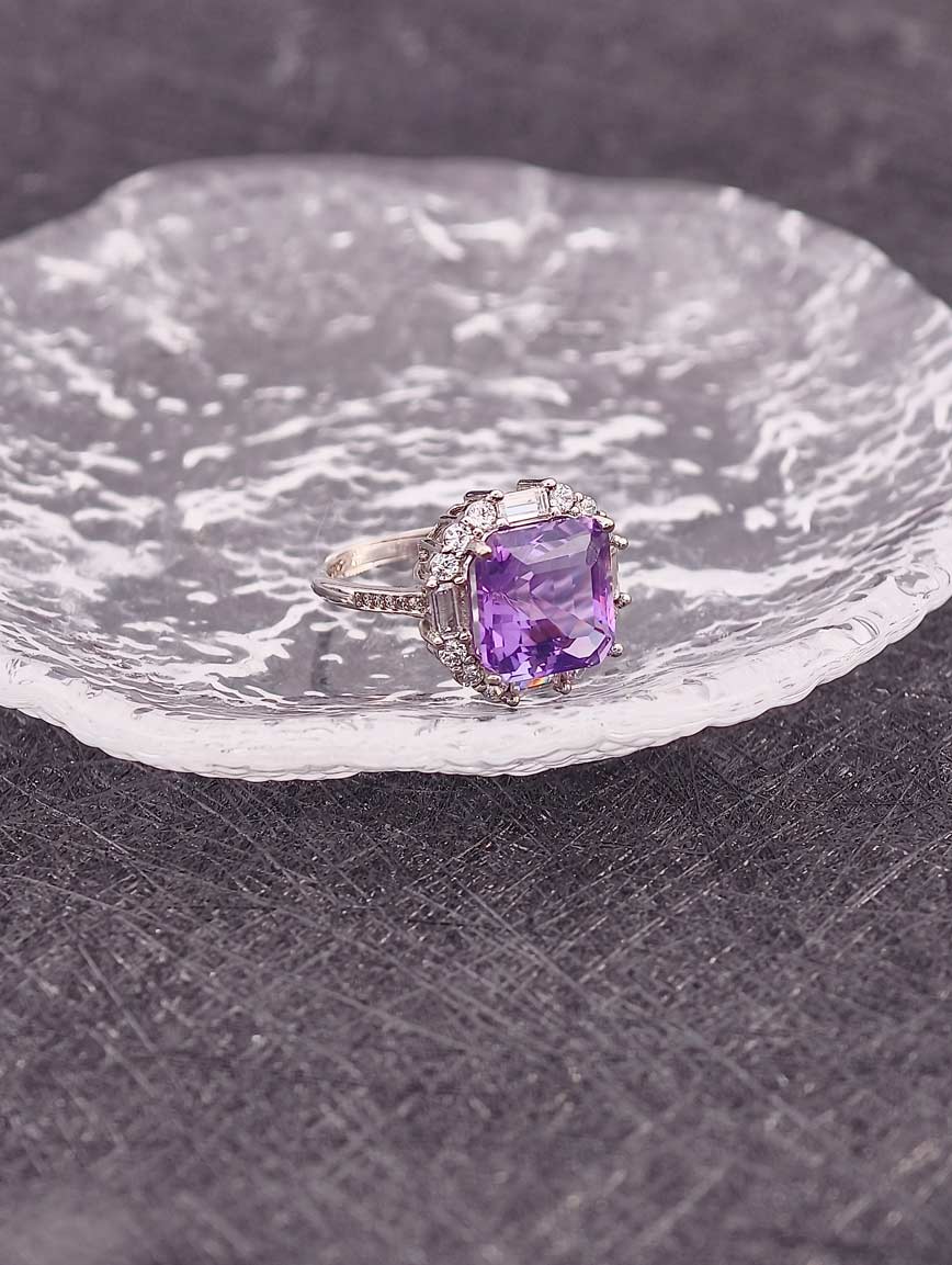 Natural Square Amethyst Ring