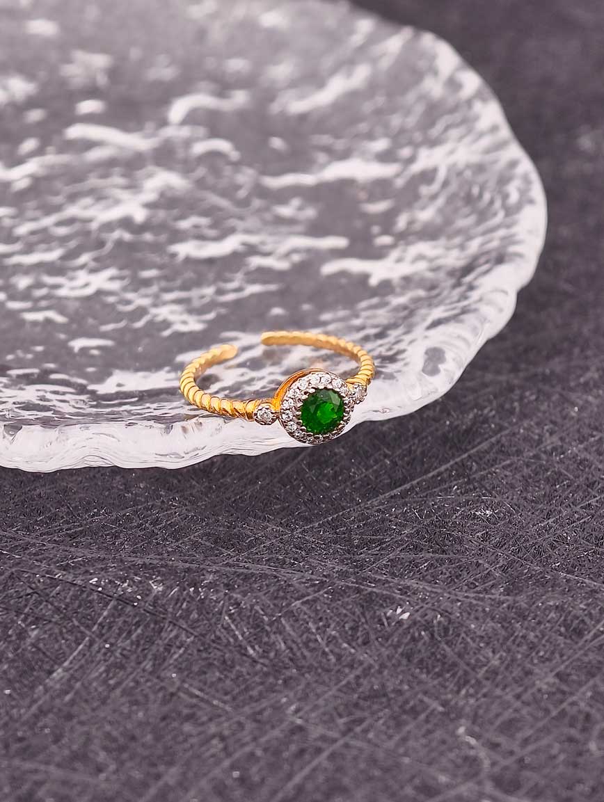 Natural Diopside Open Adjustable Ring
