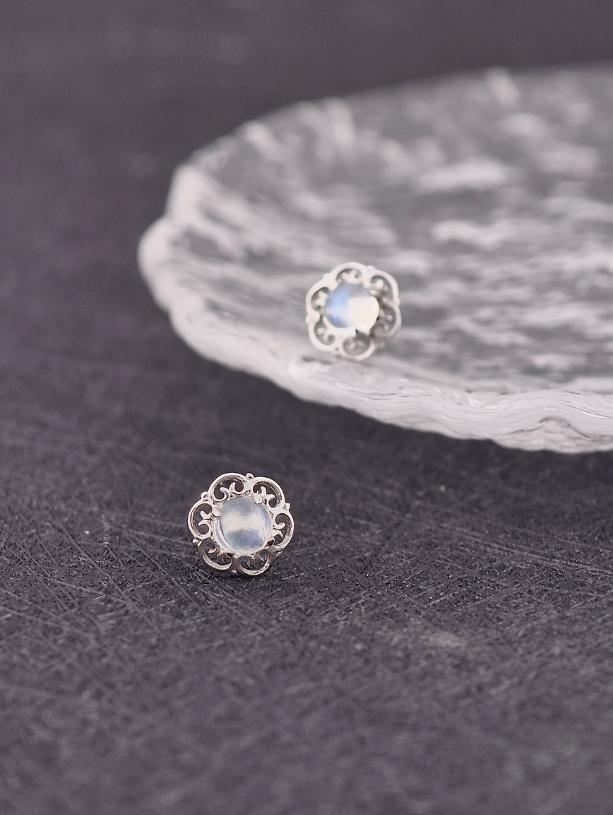 Natural Blue Moonstone Sterling Silver Earrings