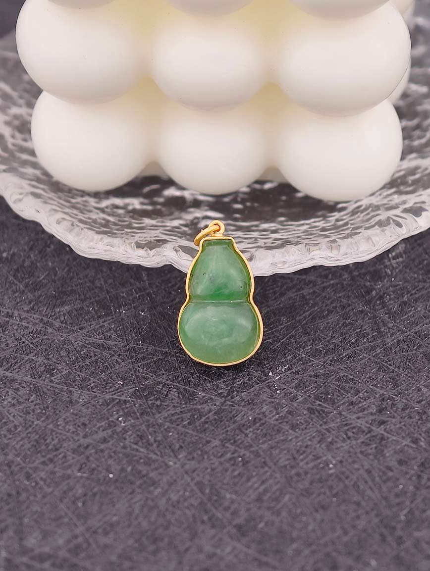 Natural Jadeite Gourd Sterling Silver Pendant