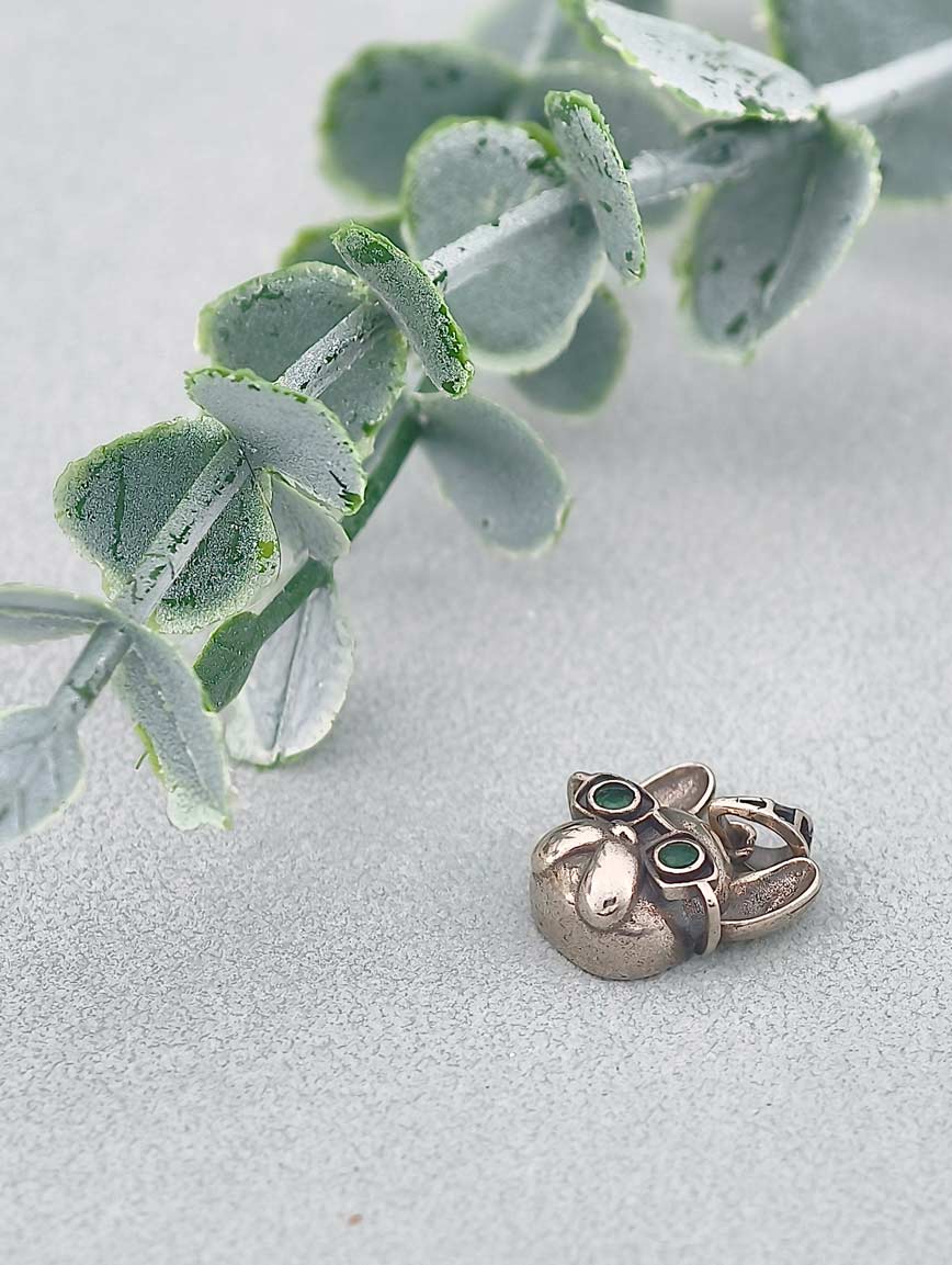 French Bulldog Emerald Sterling Silver Pendant