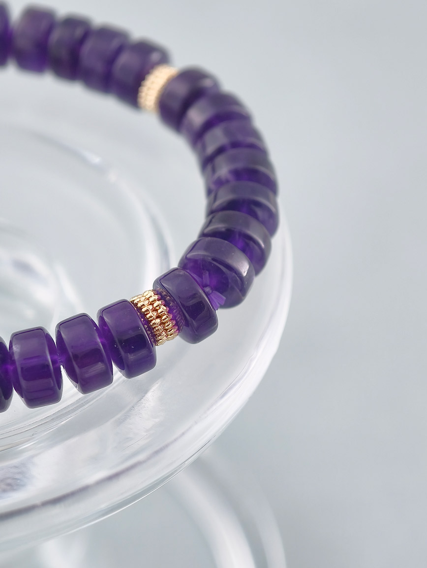 Amethyst Wheel Bead Simple Style Bracelet
