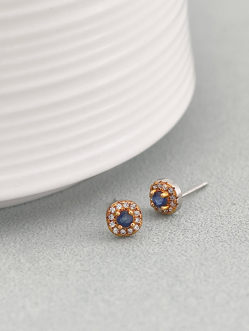 Natural Sapphire Exquisite Style Sterling Silver Earrings