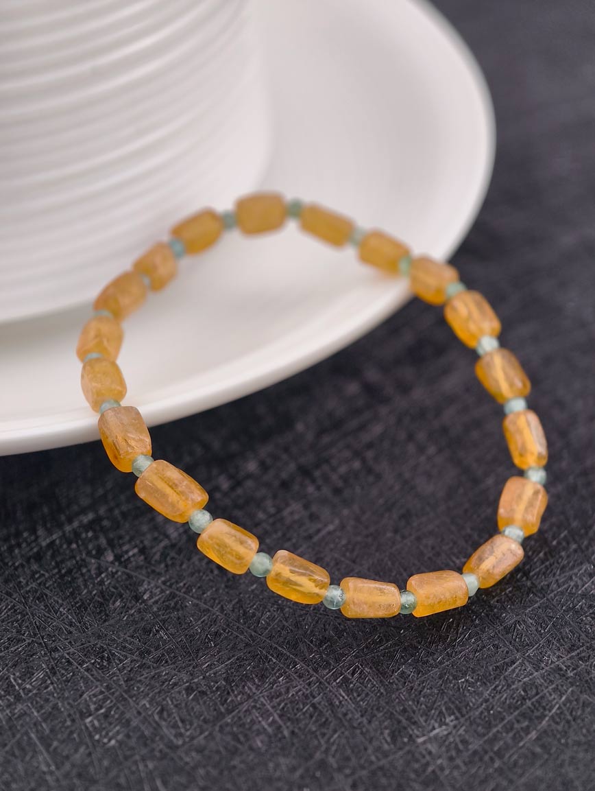 Natural Yellow Tourmaline and Blue Tourmaline Bracelet