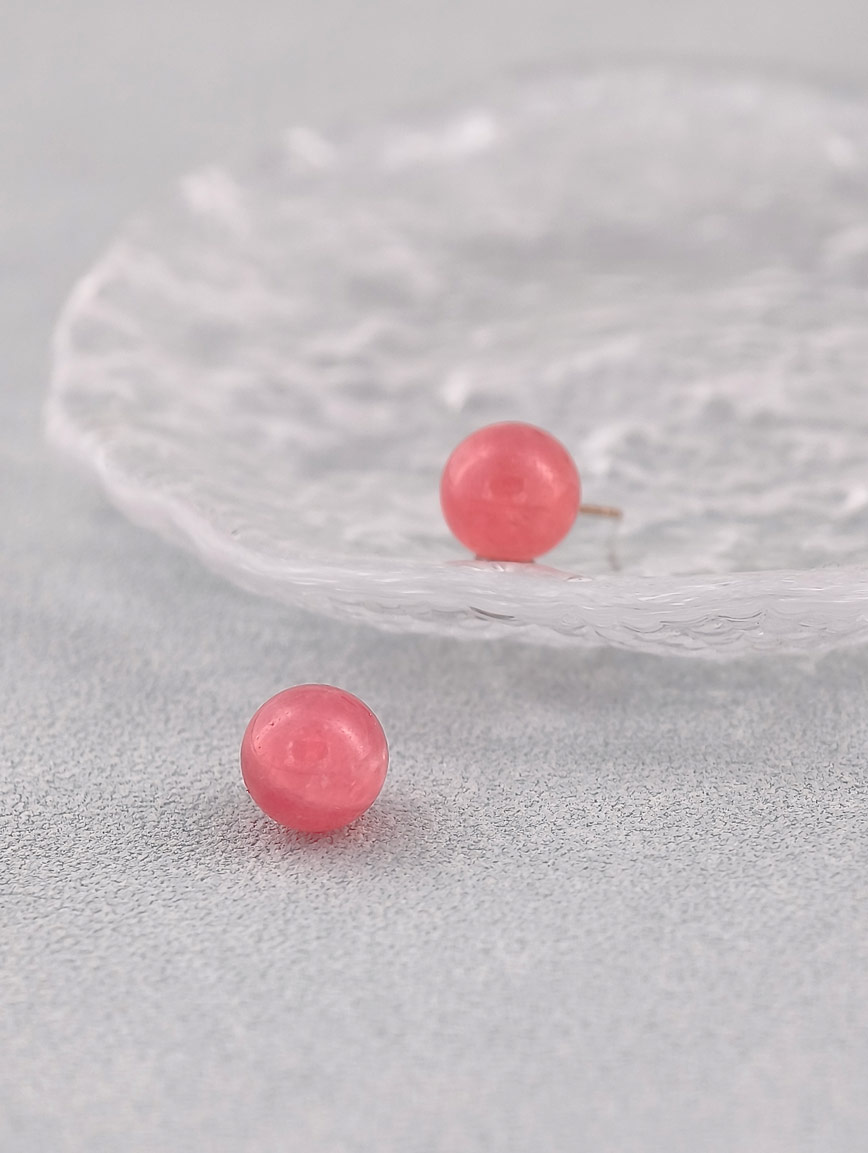 18K Gold Natural Rhodochrosite Earrings