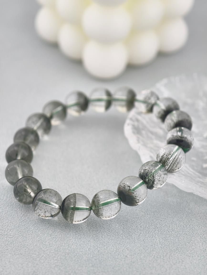 Brazilian Natural Green Phantom Treasure Basin Bracelet