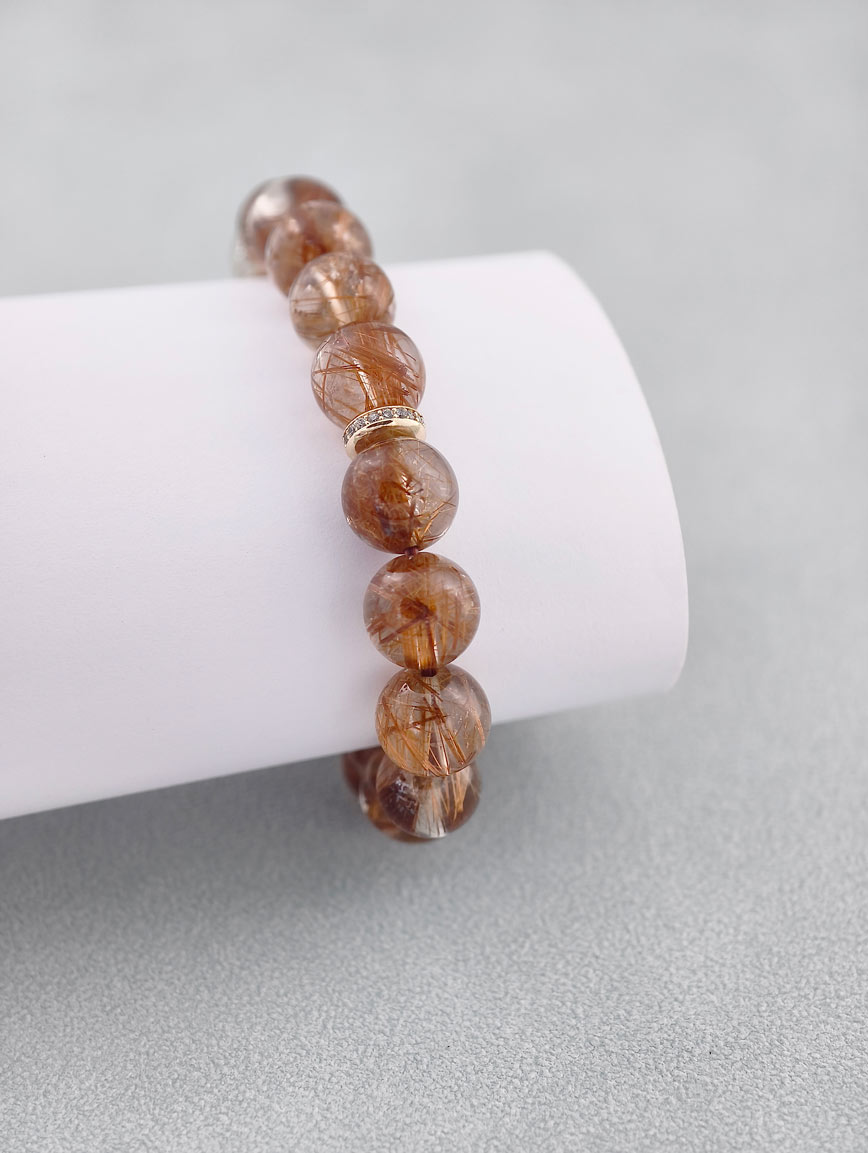 Natural Copper Rutilated Quartz Exquisite Style Bracelet