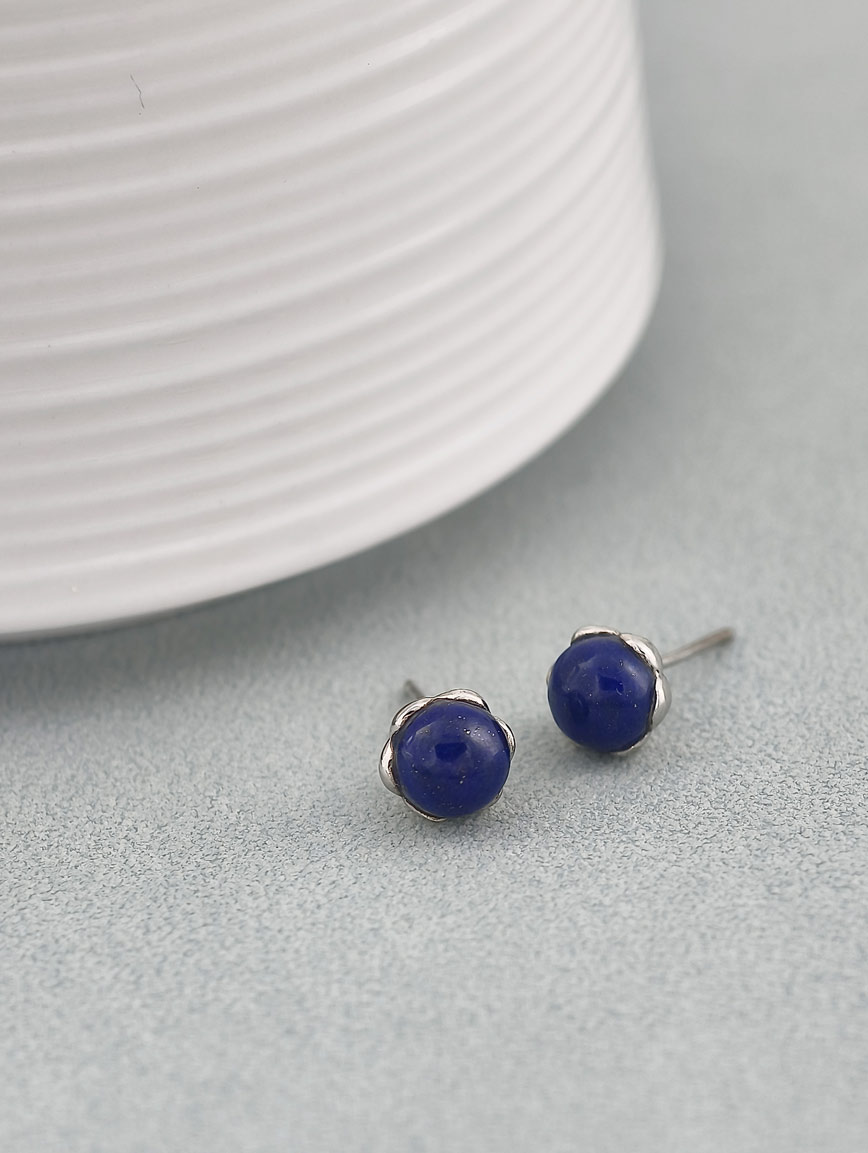 Natural Lapis Lazuli Simple Style Sterling Silver Earrings