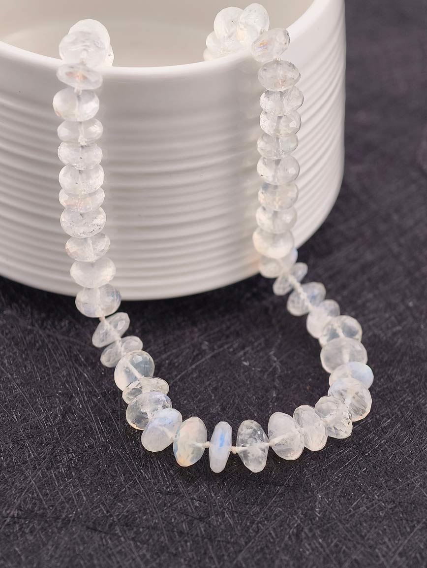 Natural Abacus Bead Moonstone Necklace