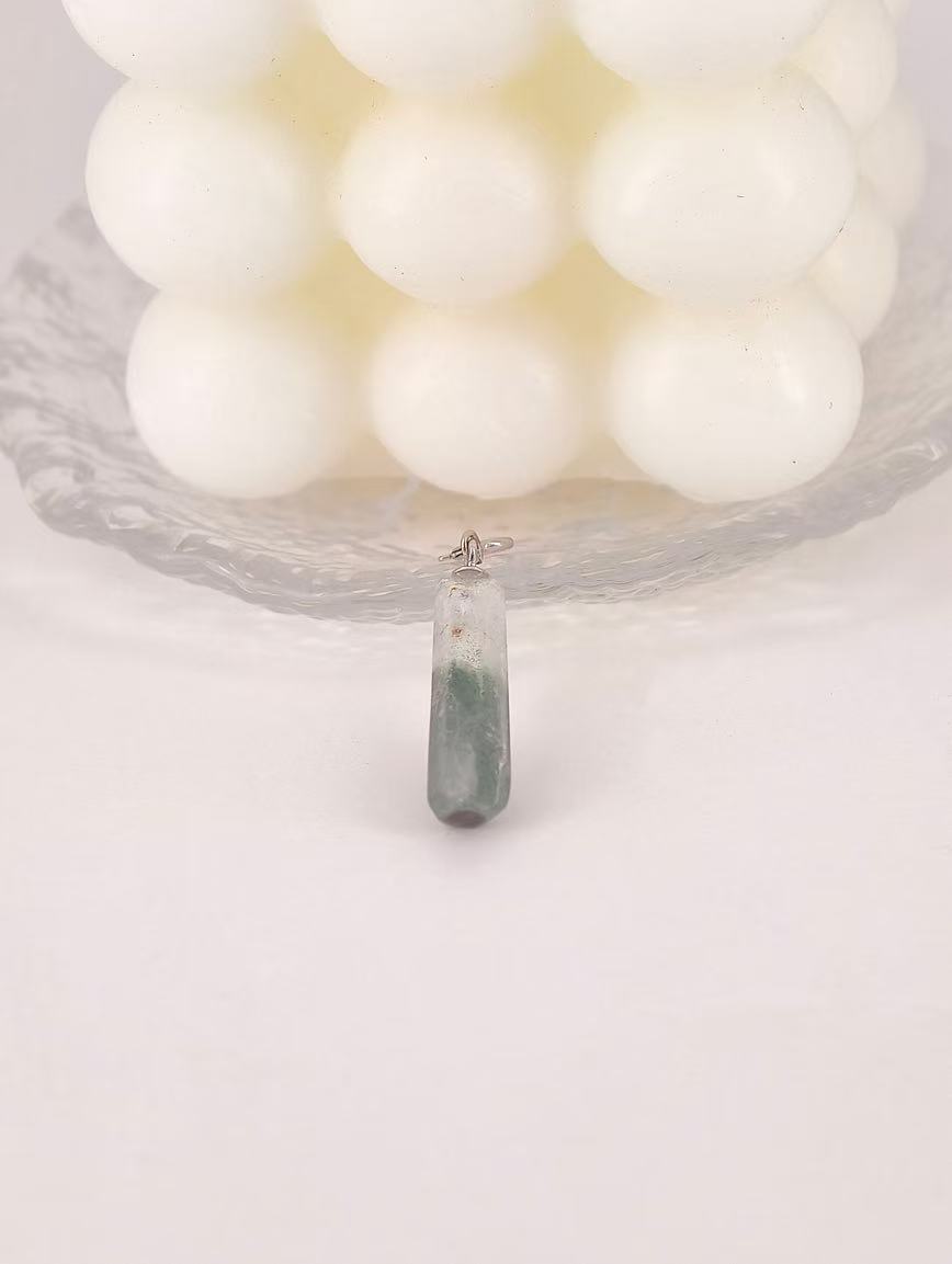 Natural Green Phantom Sterling Silver Pendant