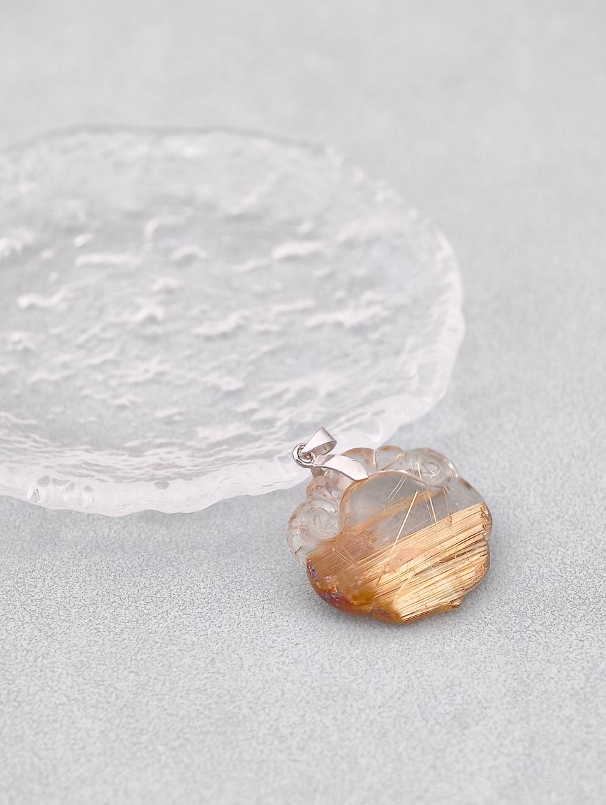 Natural Rutilated Quartz Sterling Silver Pendant