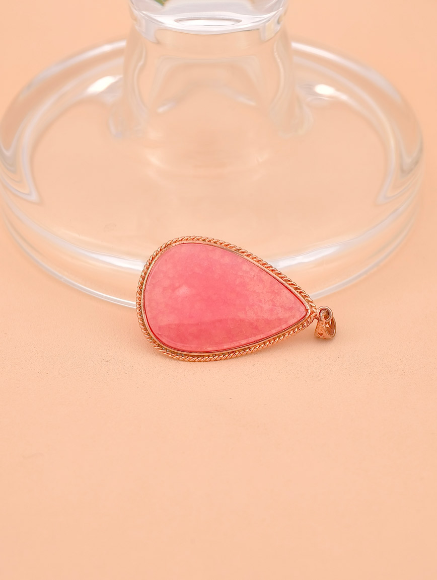 Natural Rhodochrosite Simple Style Sterling Silver Pendant